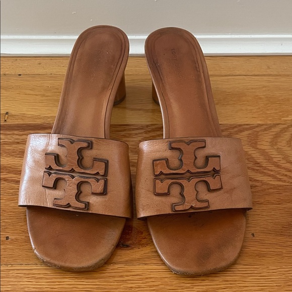 Tory Burch Brown Leather Mules - Picture 1 of 5
